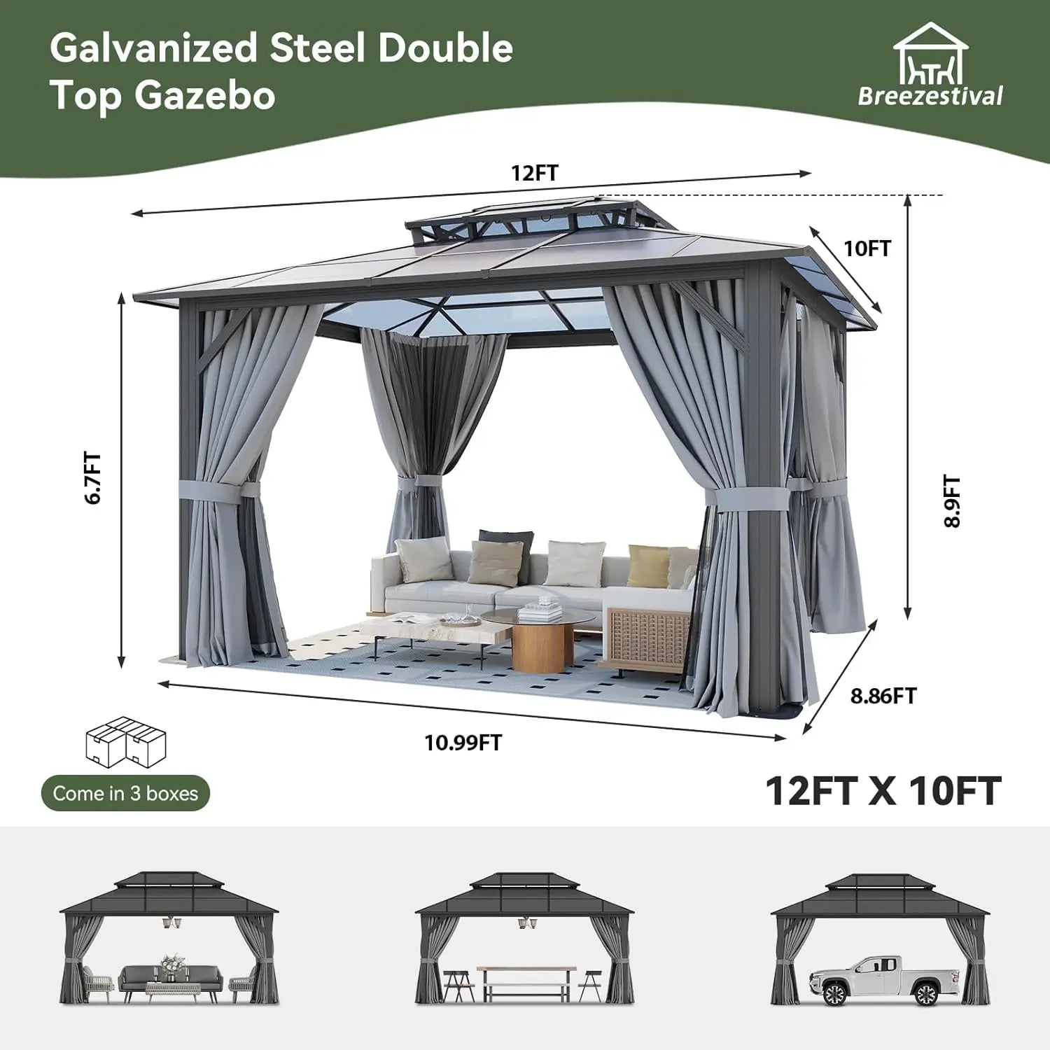 Gardisand™ SkyHaven 10x12 Hardtop Gazebo