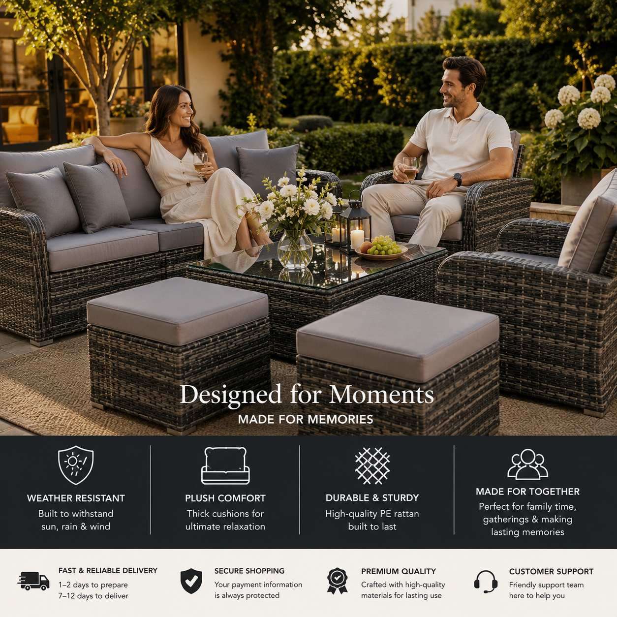 Gardisand™ HavenLux 6-Piece Outdoor Patio Sofa Set
