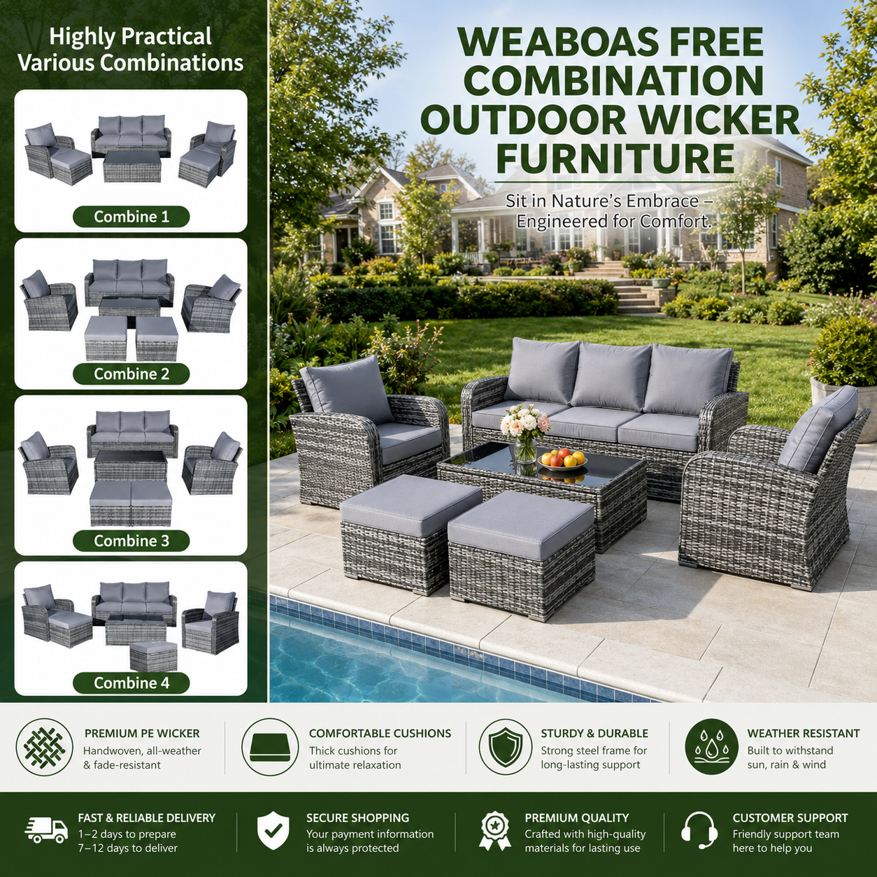 Gardisand™ HavenLux 6-Piece Outdoor Patio Sofa Set