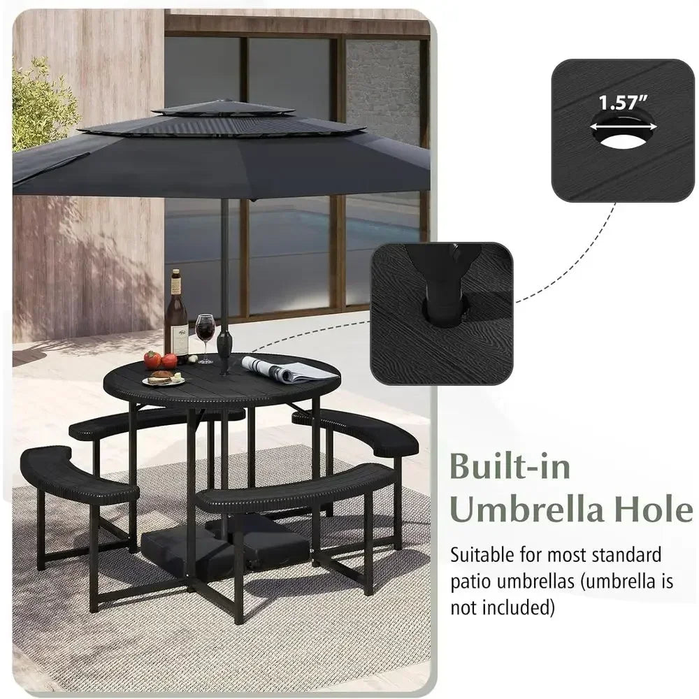Gardisand™ GrandGather 8-Person Round Outdoor Dining Set