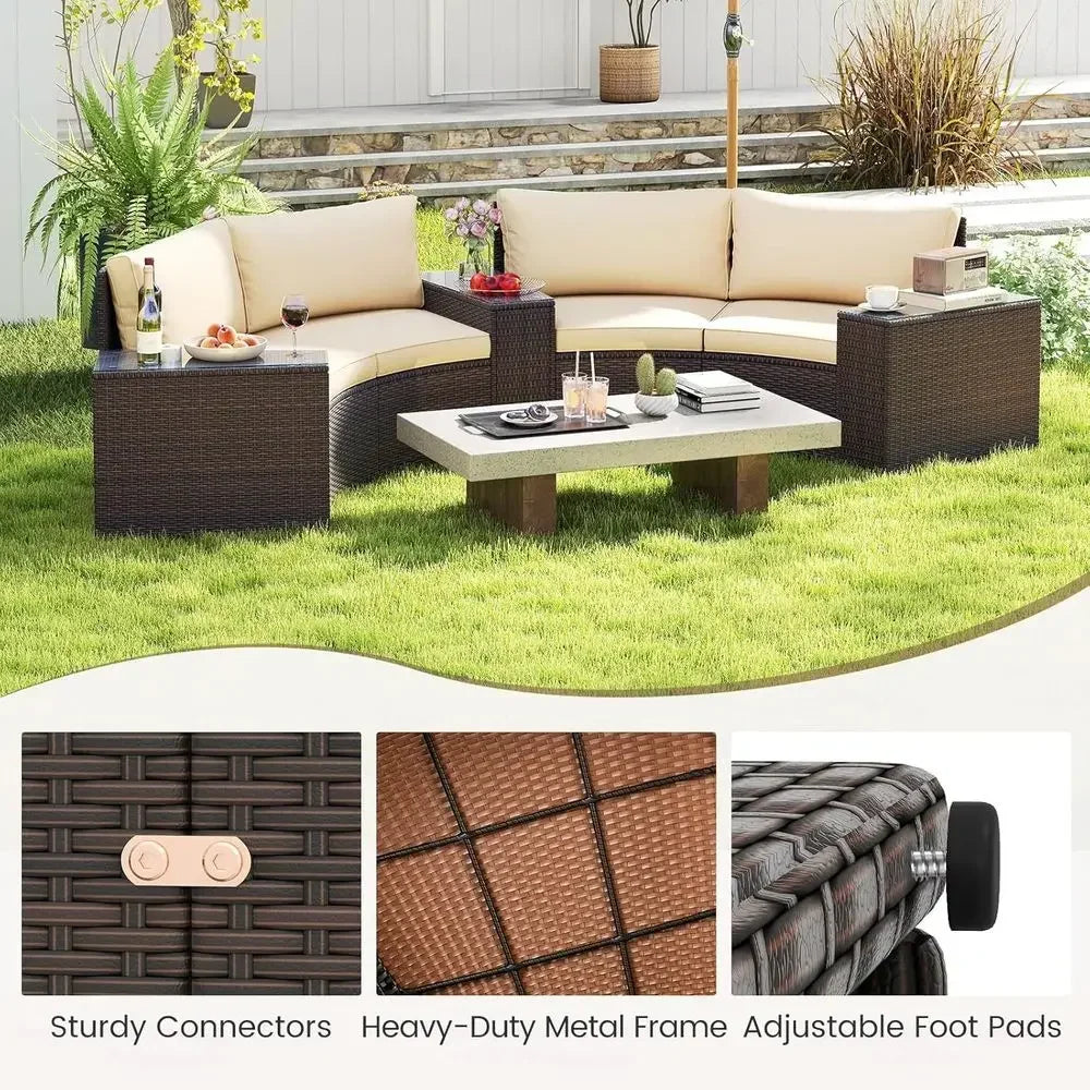 Gardisand™ CrescentLuxe Half-Moon Outdoor Sectional Sofa Set