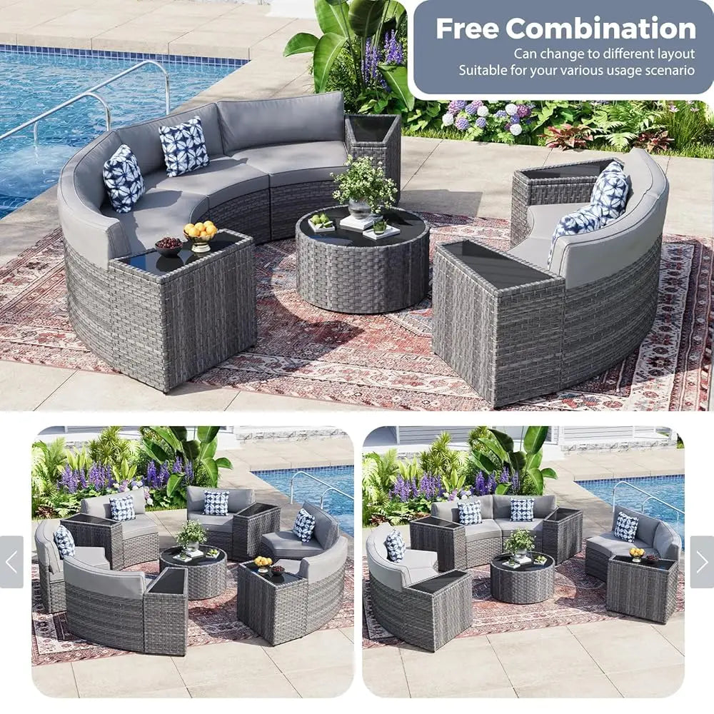 Gardisand™ GrandCrescent 11-Piece Curved Outdoor Lounge Collection