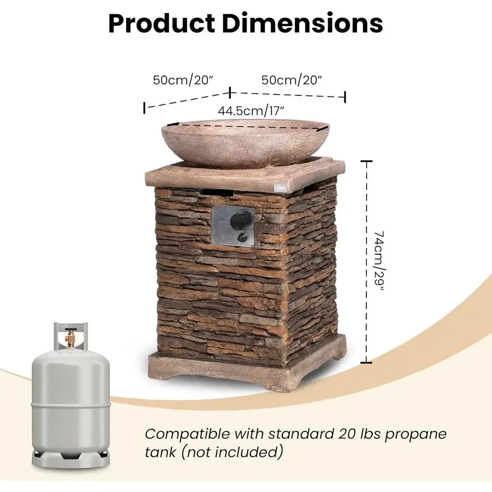 Gardisand™ EmberGlow 20" Outdoor Gas Fire Pit Table