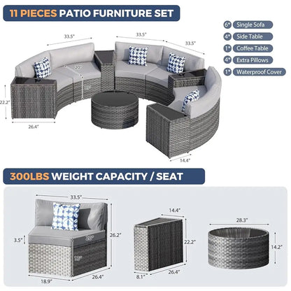 Gardisand™ GrandCrescent 11-Piece Curved Outdoor Lounge Collection