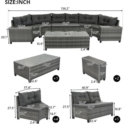 Gardisand™ CrescentGather 8-Piece Outdoor Dining Lounge Set