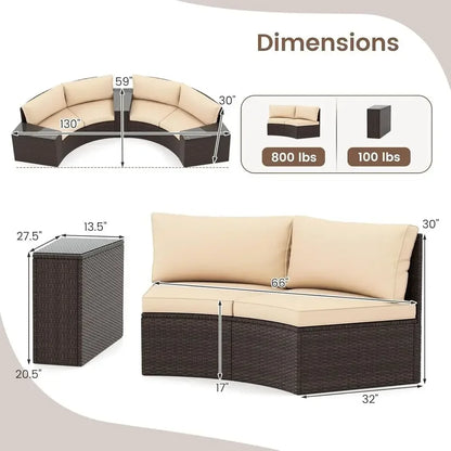 Gardisand™ CrescentLuxe Half-Moon Outdoor Sectional Sofa Set