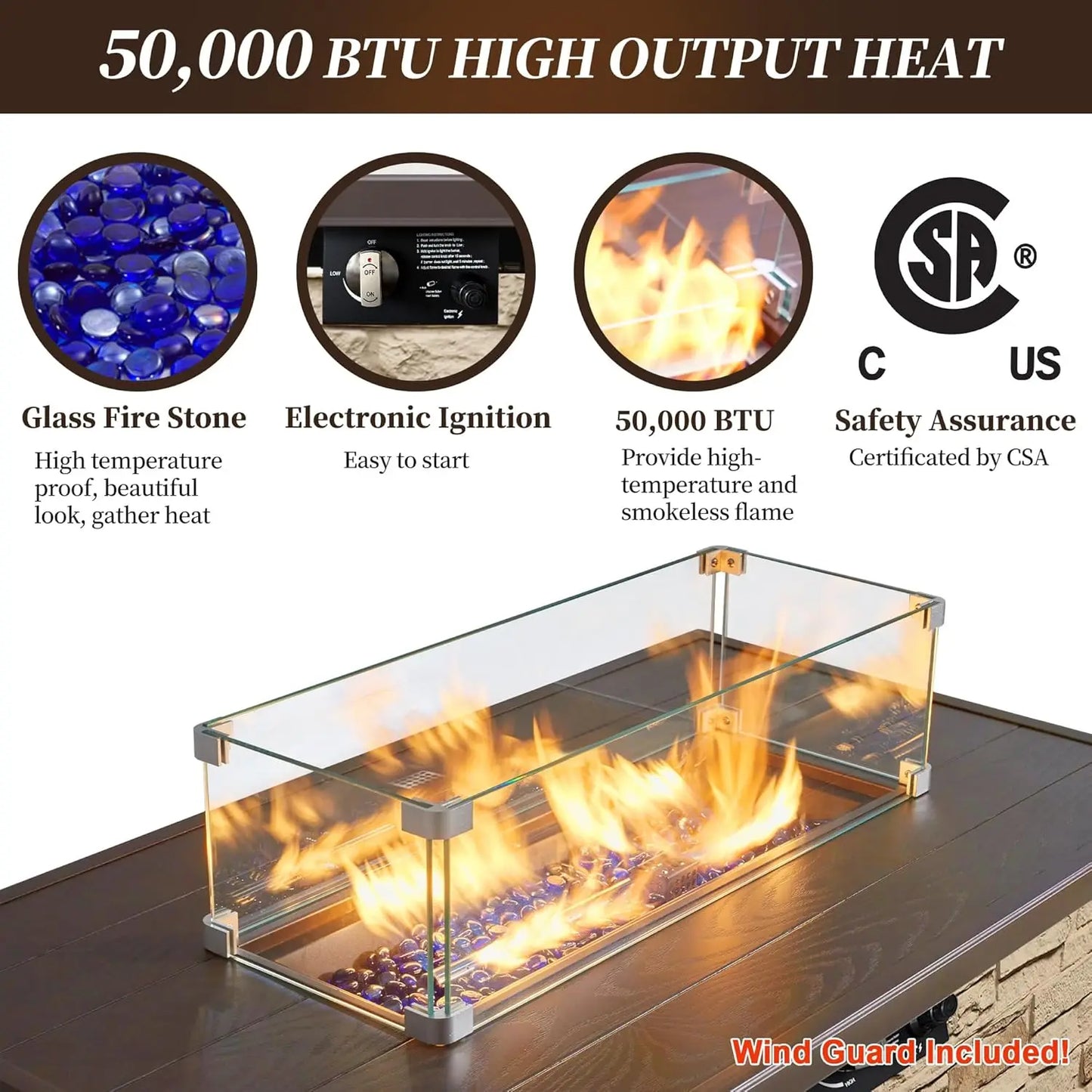 Gardisand™ StoneFlame Elite 50,000 BTU Fire Pit Table