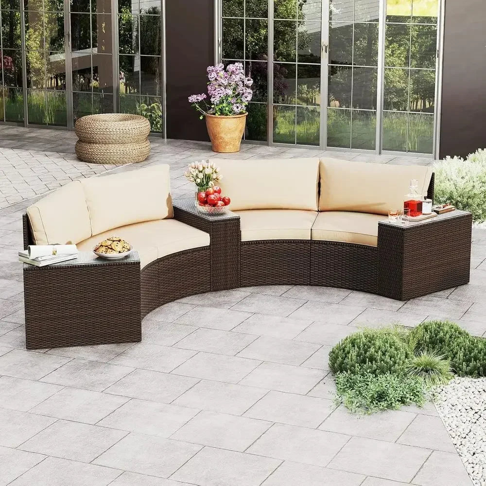 Gardisand™ CrescentLuxe Half-Moon Outdoor Sectional Sofa Set