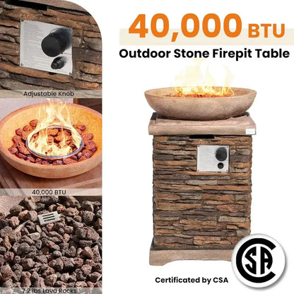 Gardisand™ EmberGlow 20" Outdoor Gas Fire Pit Table