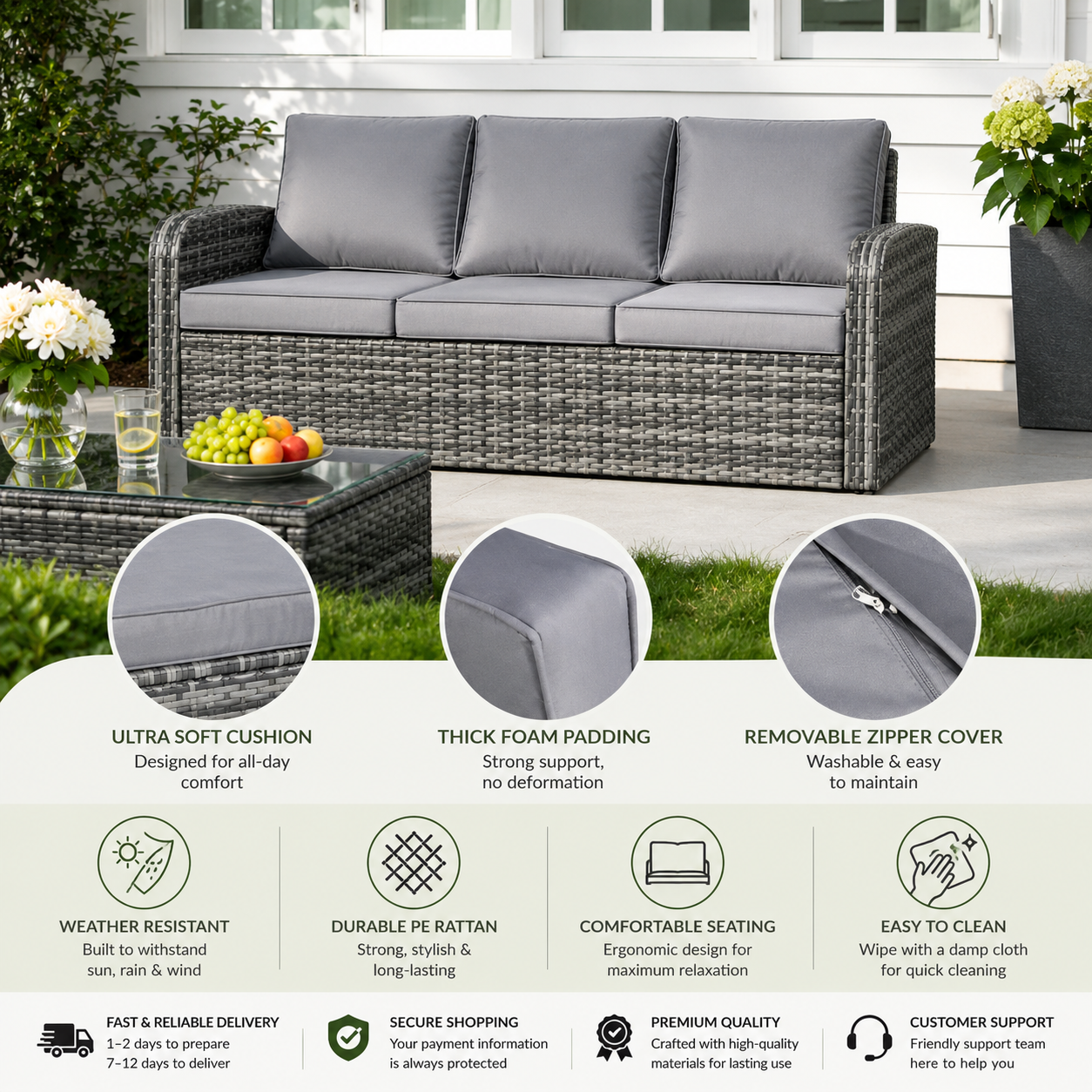 Gardisand™ HavenLux 6-Piece Outdoor Patio Sofa Set
