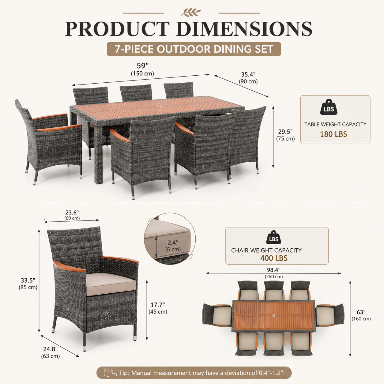 Gardisand™ AcaciaLuxe 7-Piece Outdoor Dining Set